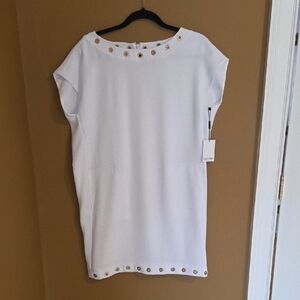 Calvin Klein White Dress with Gold Details